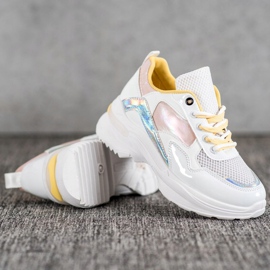 SHELOVET Stylische Sneakers aus Öko-Leder weiß mehrfarbig 2