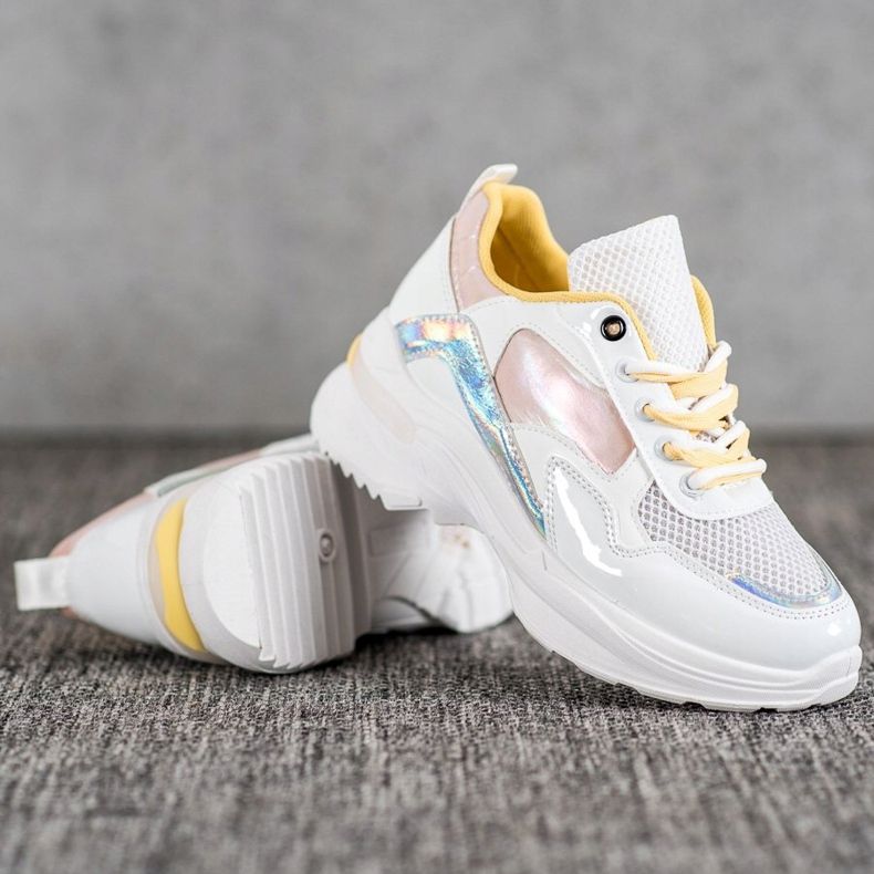 SHELOVET Stylische Sneakers aus Öko-Leder weiß mehrfarbig 2