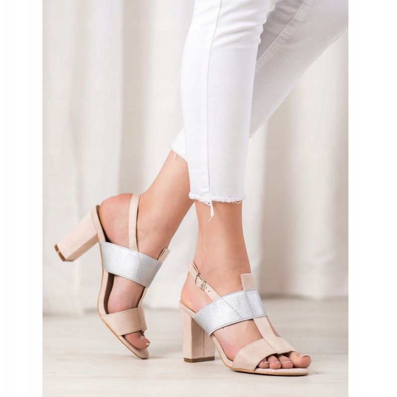 Stylische VINCEZA Sandalen beige grau 1