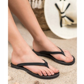 Geflochtene VINCEZA Flip-Flops schwarz 1