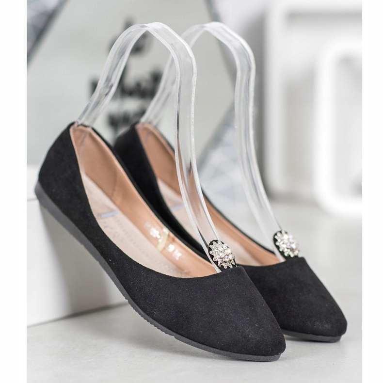 Schwarze Ballerinas mit VINCEZA Ornament 1