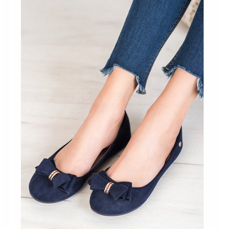 Elegante Ballerinas mit VINCEZA-Schleife marineblau blau 2