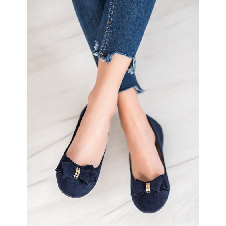 Elegante Ballerinas mit VINCEZA-Schleife navy blau blau 1