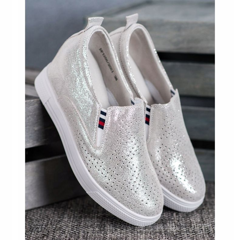 Filippo Keilschuhe aus Leder grau 1