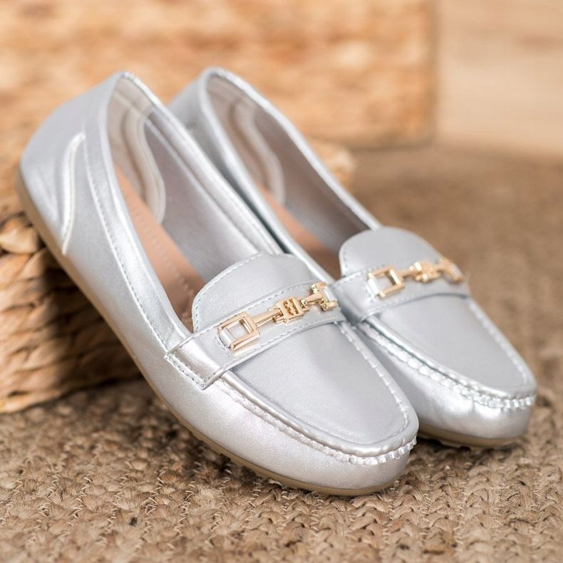 Fama Elegante silberne Mokassins 1