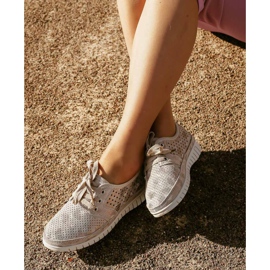 Kylie Leder-Brogues auf der Plattform mehrfarbig grau 2