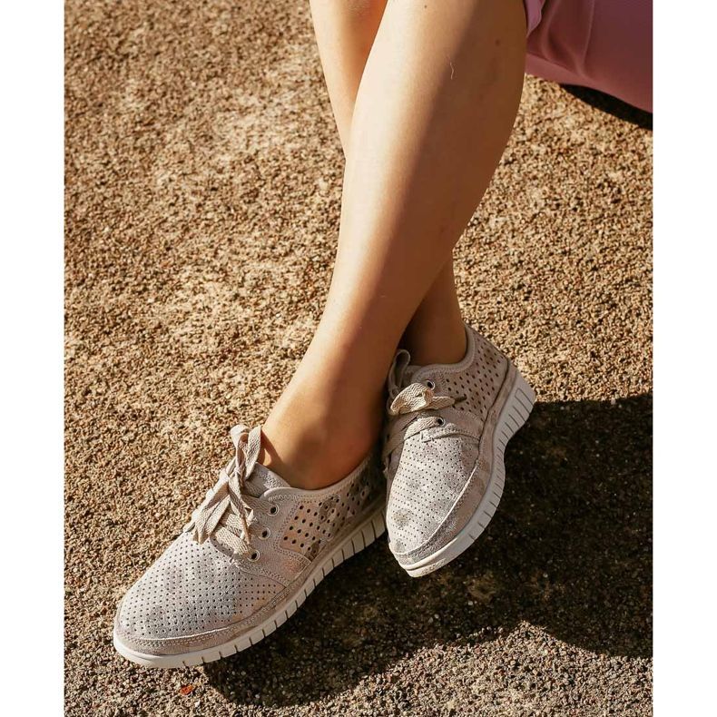 Kylie Leder-Brogues auf der Plattform mehrfarbig grau 2