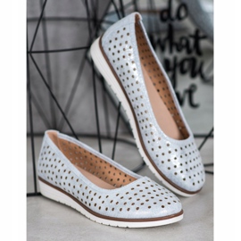 Kylie Durchbrochene Ballerinas mit Glitzer blau grau 1