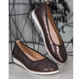 Kylie Durchbrochene Ballerinas mit Glitzer braun 1