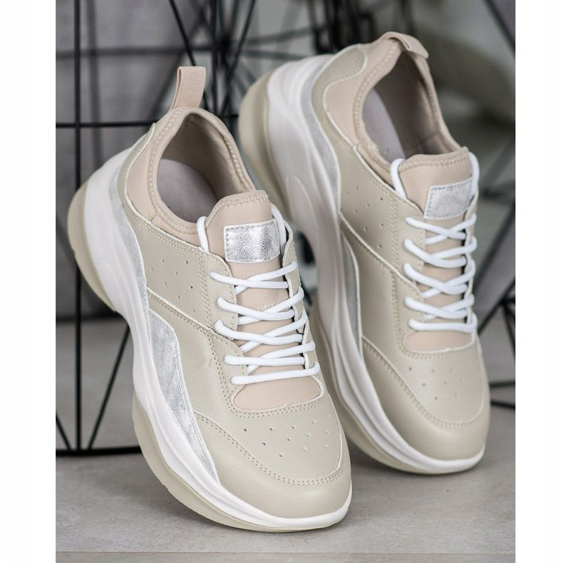Kylie Bequeme Sneaker auf der Plattform beige grau 1