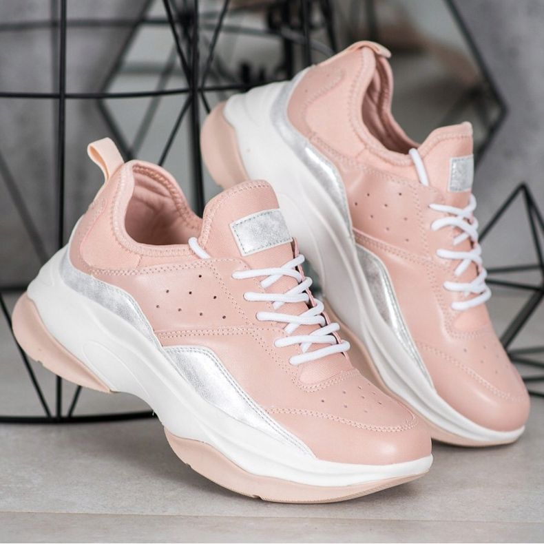 Kylie Bequeme Sneaker auf der Plattform rosa grau 1