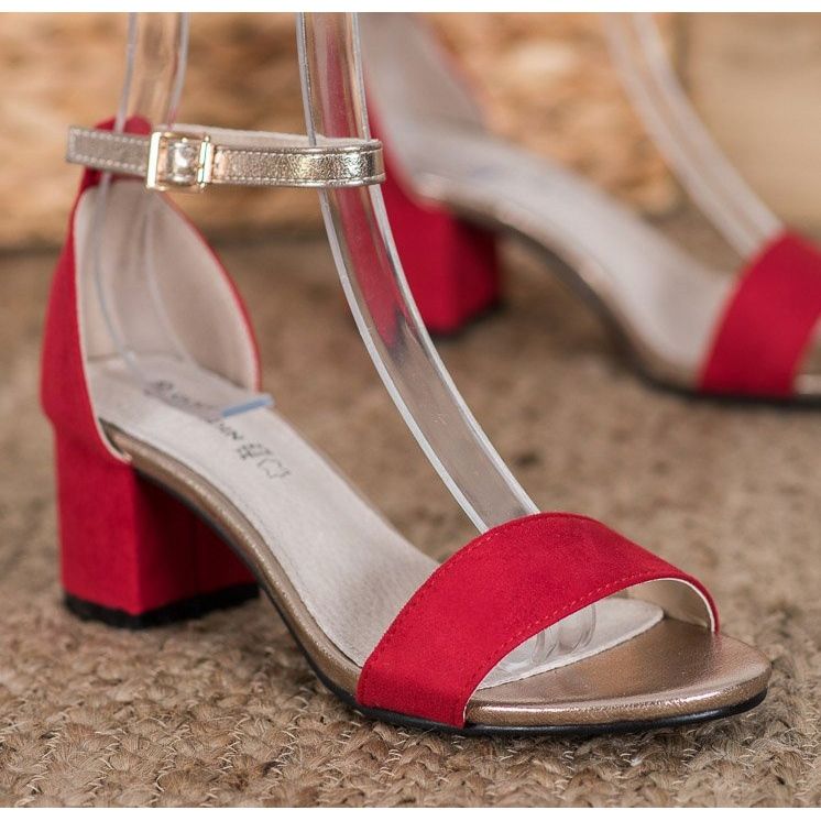 Goodin Elegante Sandalen an einer Bar rot gelb 2