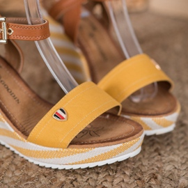 Goodin Modische Keilsandalen braun mehrfarbig gelb 1