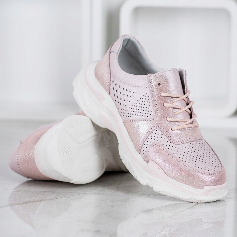 Filippo Klassische Ledersneaker rosa 1