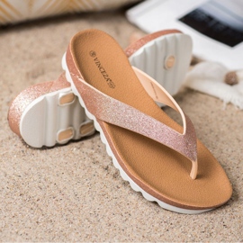 VINCEZA Flip-Flops mit Glitzer rosa gelb 1
