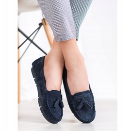 Bequeme VINCEZA Lederslipper blau 1