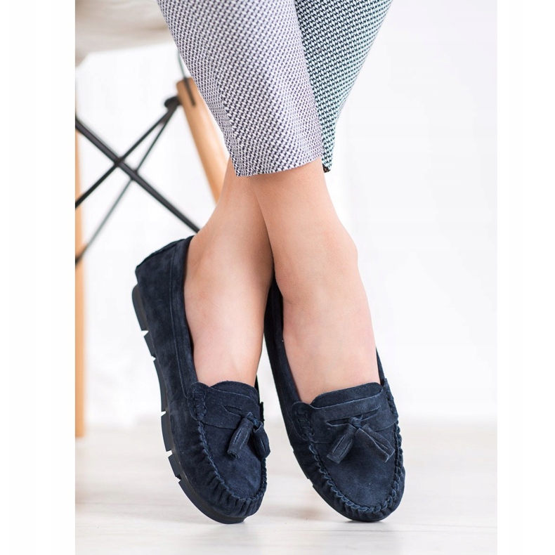 Bequeme VINCEZA Lederslipper blau 1