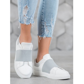 SHELOVET Slipper mit Gummizug weiß grau 1