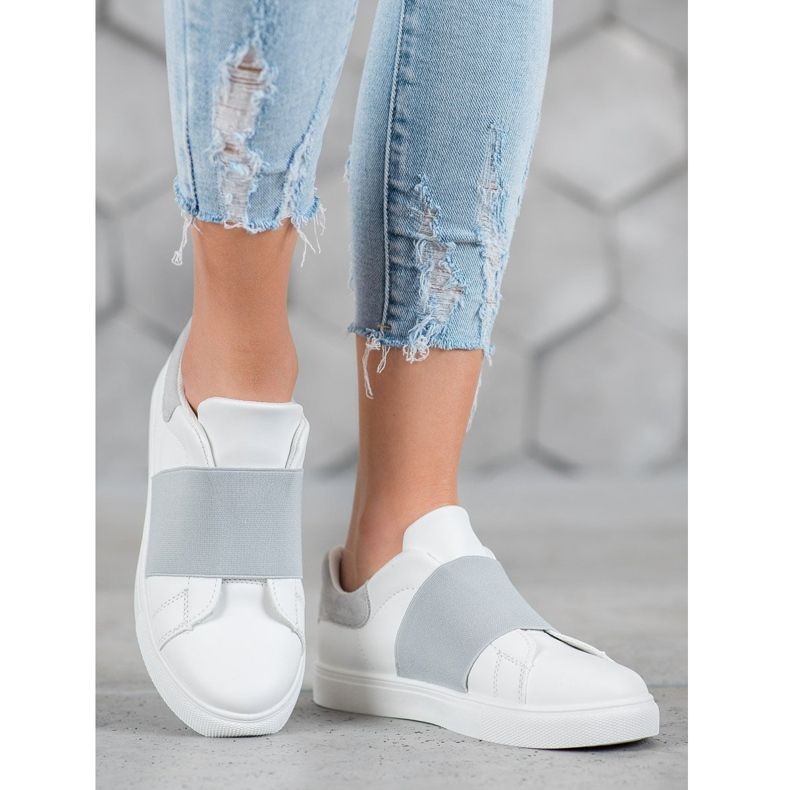 SHELOVET Slipper mit Gummizug weiß grau 1