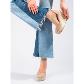 SHELOVET Stylische Espadrilles mit Keilabsatz beige 2