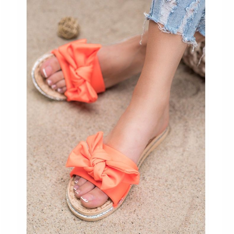 SHELOVET Stilvolle orangefarbene Hausschuhe 1