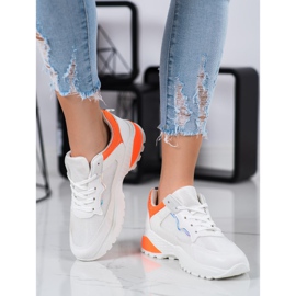 SHELOVET Sneakers mit orangefarbenen Einsätzen weiß 2