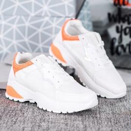SHELOVET Sneakers mit orangefarbenen Einsätzen weiß 1