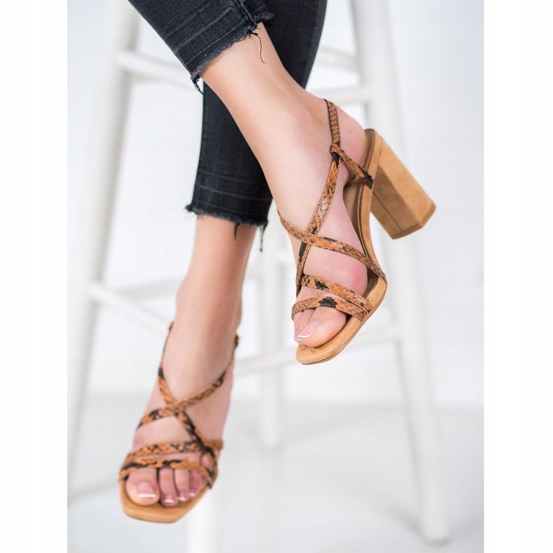 Kylie Sandalen mit Schlangenmuster braun 2