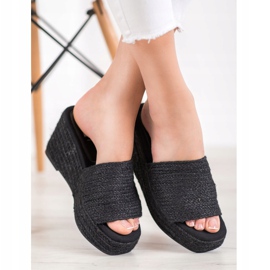 Kylie Modische Keilpantoffeln schwarz 2