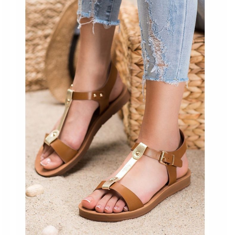 Filippo Bequeme Sandalen braun golden 1