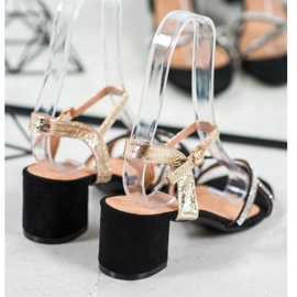 Small Swan Sandalen auf einer Stange mit Zirkonia schwarz gelb 1