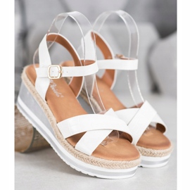 Weide Weiße Keile mit Öko-Leder 1