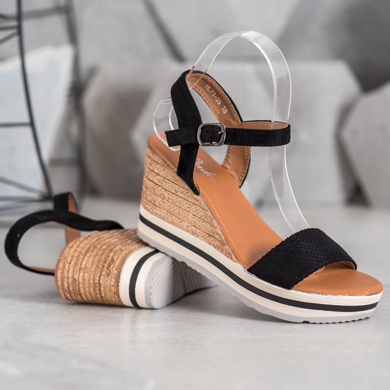 Weide Modische Wildlederkeile schwarz 1