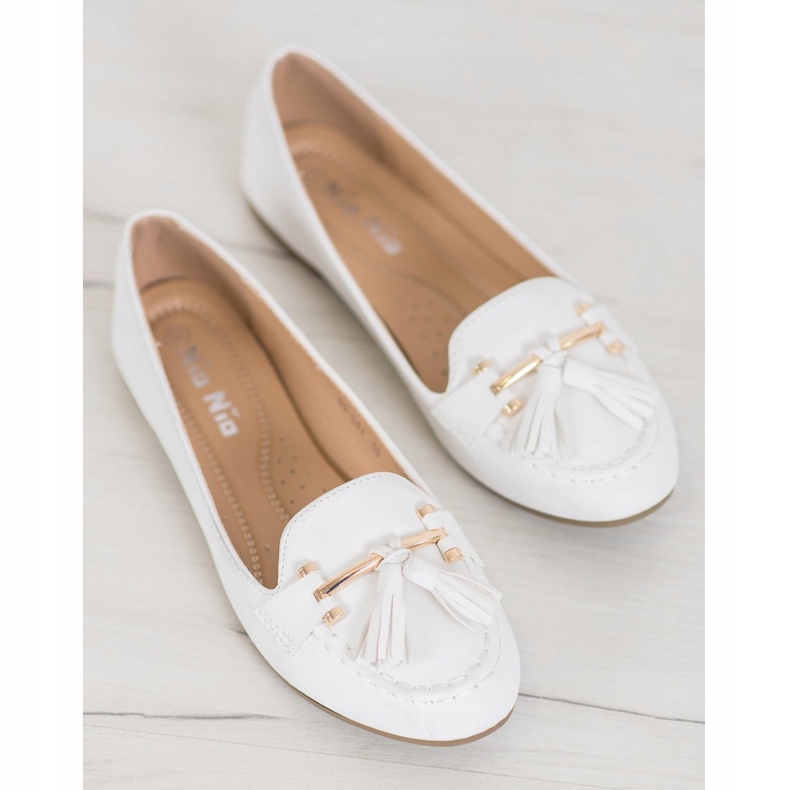 Nio Nio Elegante Slipper mit Fransen weiß 2
