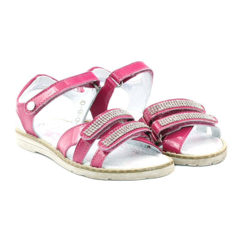 Bartek Mädchen aus Ledersandalen mit Zirkonen 86161 Pink rosa 4