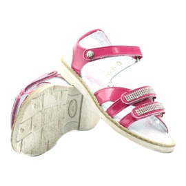 Bartek Mädchen aus Ledersandalen mit Zirkonen 86161 Pink rosa 3