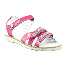 Bartek Mädchen aus Ledersandalen mit Zirkonen 86161 Pink rosa 1