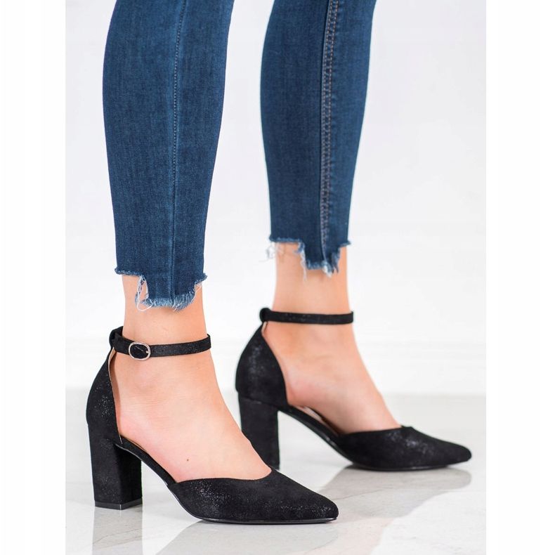 W. Potocki Wildleder Pumps in Spitz schwarz mehrfarbig 1