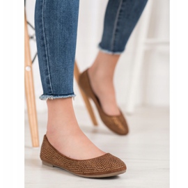 Diamantique Ballerinas aus Wildleder mit Kristallen braun 1