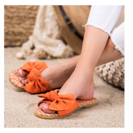 Renda Elegante Hausschuhe mit Schleife orange 2