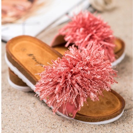 SHELOVET Stilvolle Hausschuhe in Koralle mehrfarbig rosa 2