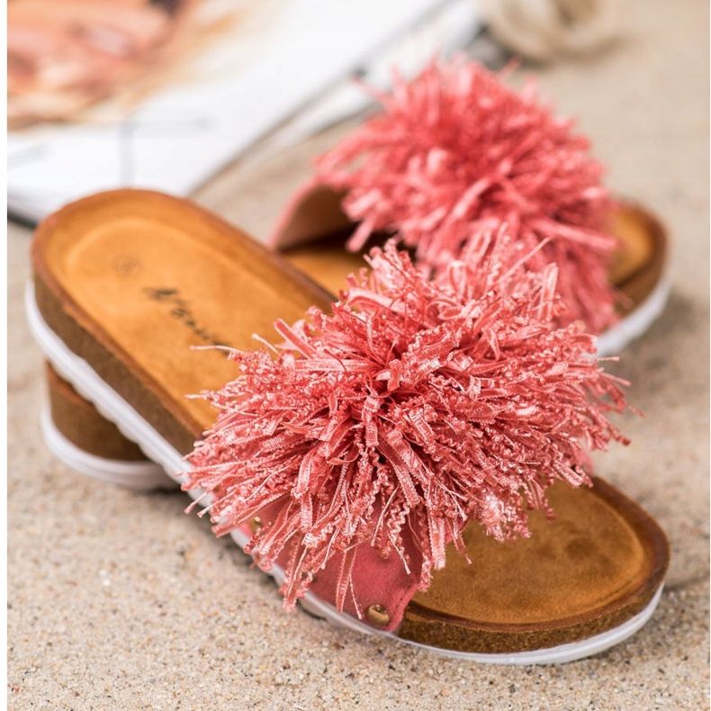 SHELOVET Stilvolle Hausschuhe in Koralle mehrfarbig rosa 2