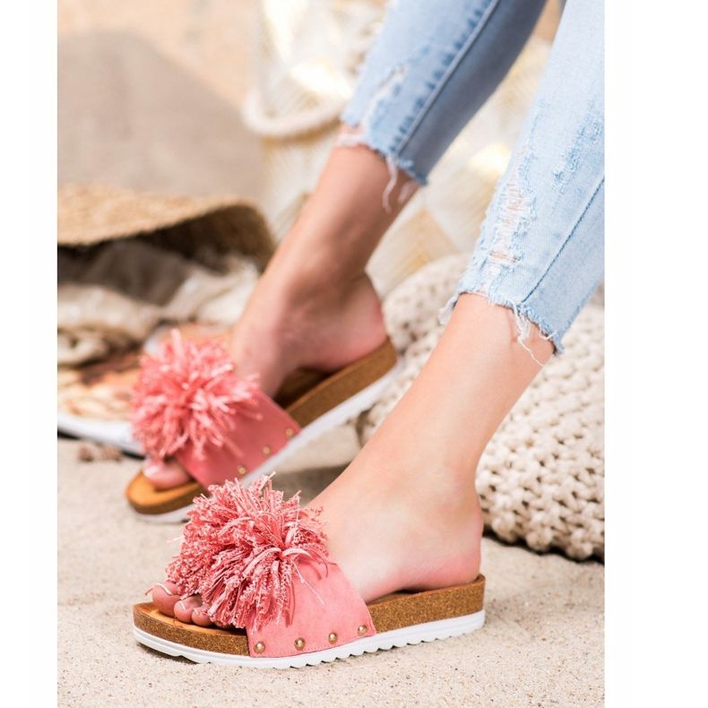 SHELOVET Stilvolle Hausschuhe in Koralle mehrfarbig rosa 1