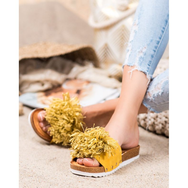 SHELOVET Stilvolle gelbe Pantoffeln 1