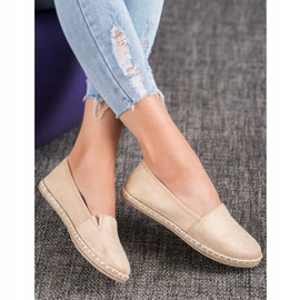 SHELOVET Beige Espadrilles mit Glitzer 1