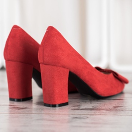 W. Potocki Glitzerpumps mit Schleife rot 1