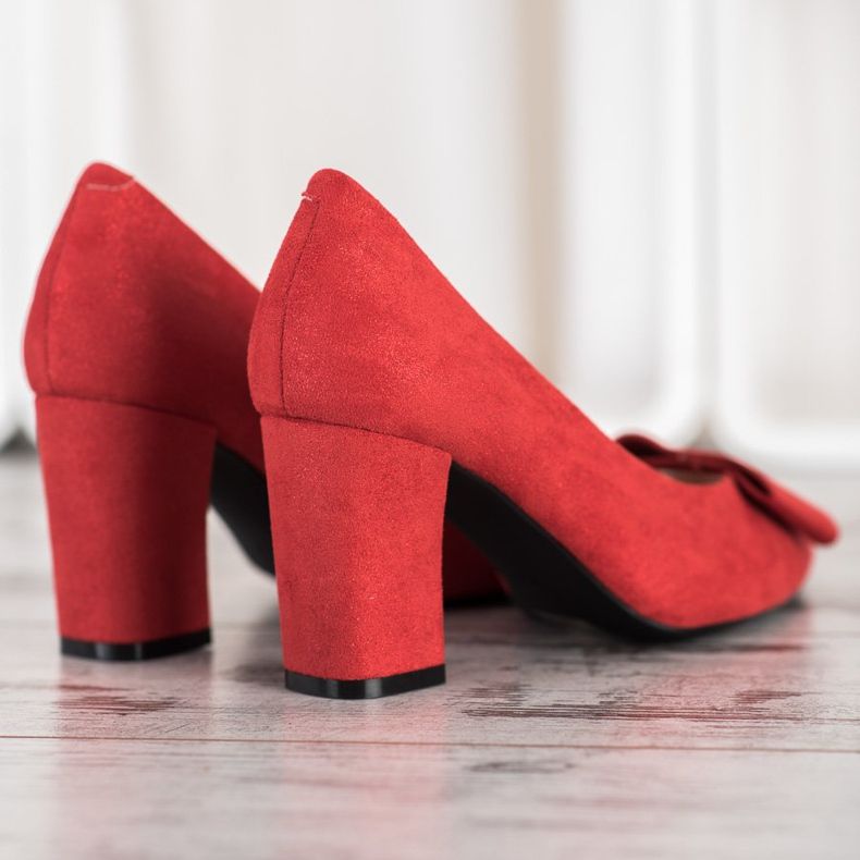 W. Potocki Glitzerpumps mit Schleife rot 1