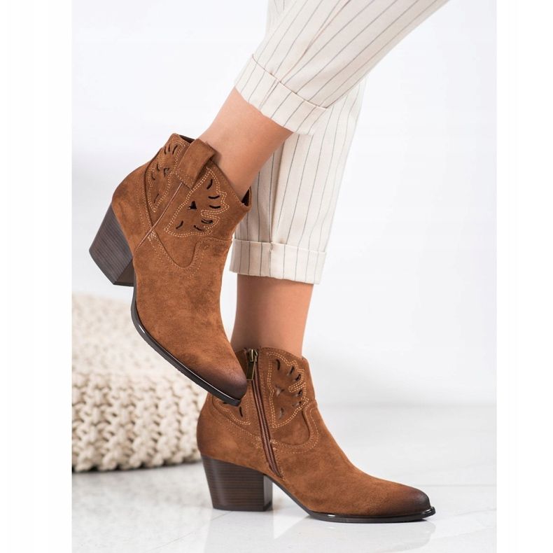 VINCEZA durchbrochene Cowboystiefel braun 1