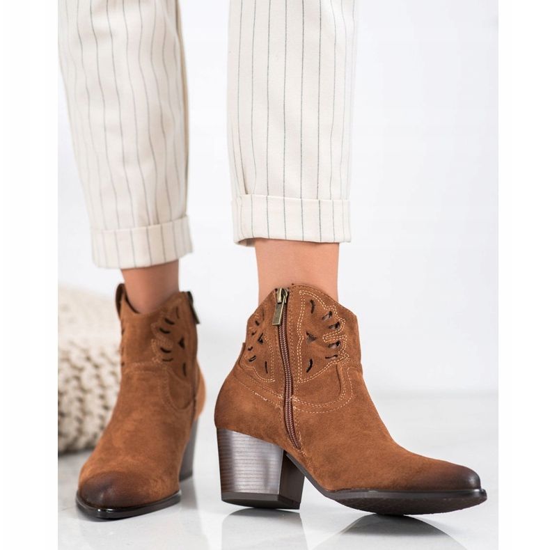 VINCEZA durchbrochene Cowboystiefel braun 2