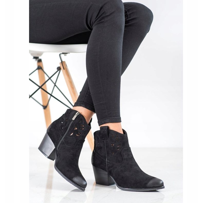 VINCEZA durchbrochene Cowboystiefel schwarz 1